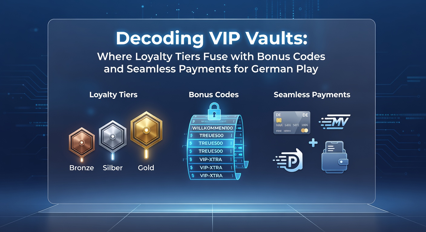 Illustration der Verschmelzung von Loyalitätsstufen, Bonuscodes und Zahlungsikonen für deutsche Online-Casino-Spieler