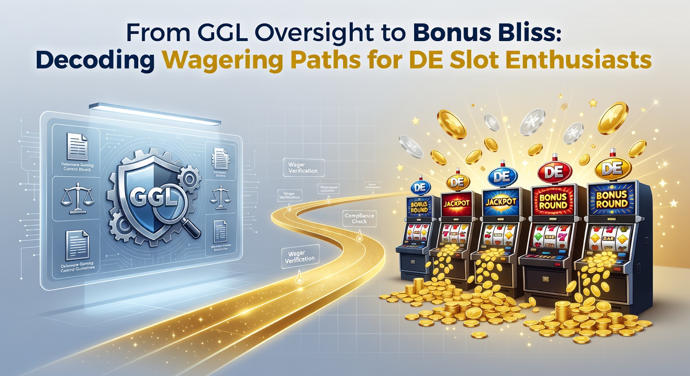 Grafik zeigt GGL-Logo neben Slot-Maschinen und Bonus-Symbolen, die Wagering-Pfade symbolisieren