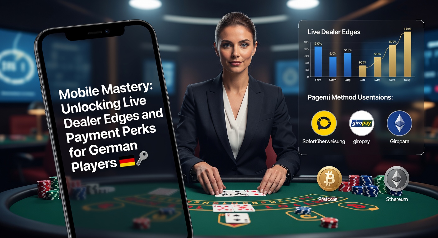 Smartphone mit Live-Dealer-Spiel auf dem Bildschirm, umgeben von deutschen Zahlungsmethoden-Icons wie Giropay und PayPal